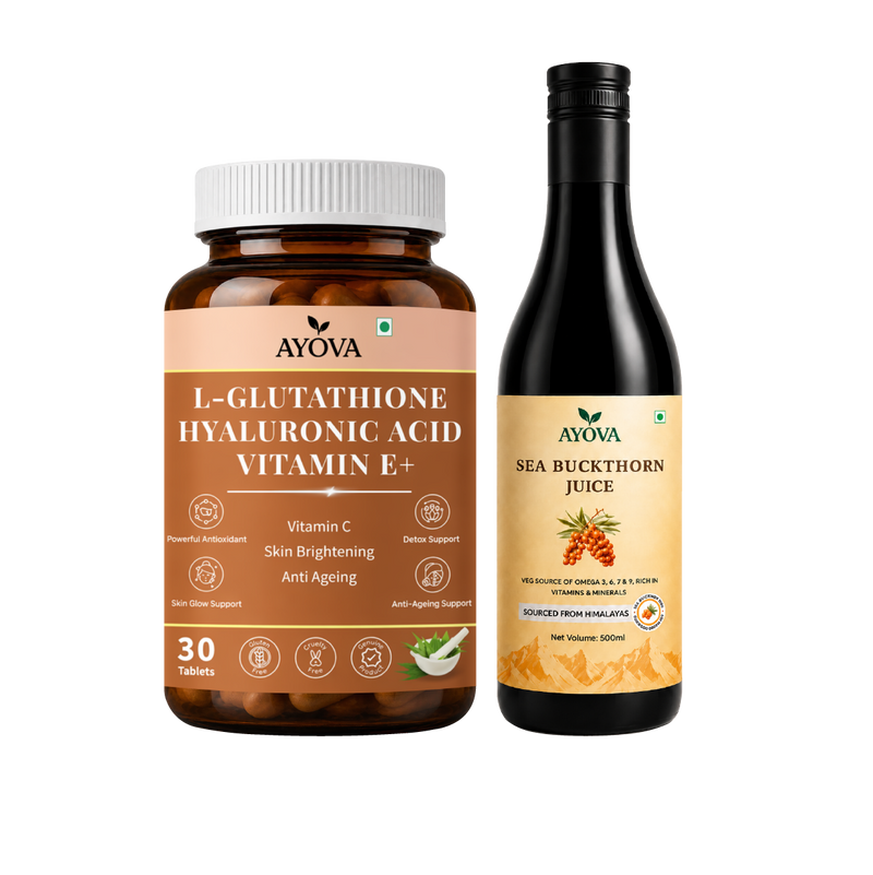 Ayova Beauty & Glow Combo – Glutathione Tablets + Sea Buckthorn Juice